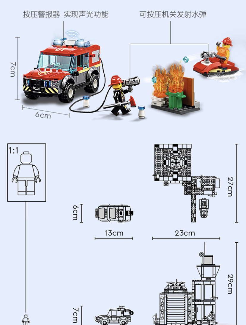 乐高lego积木 城市系列60215 消防局5岁  60215 儿童玩具汽车消防车