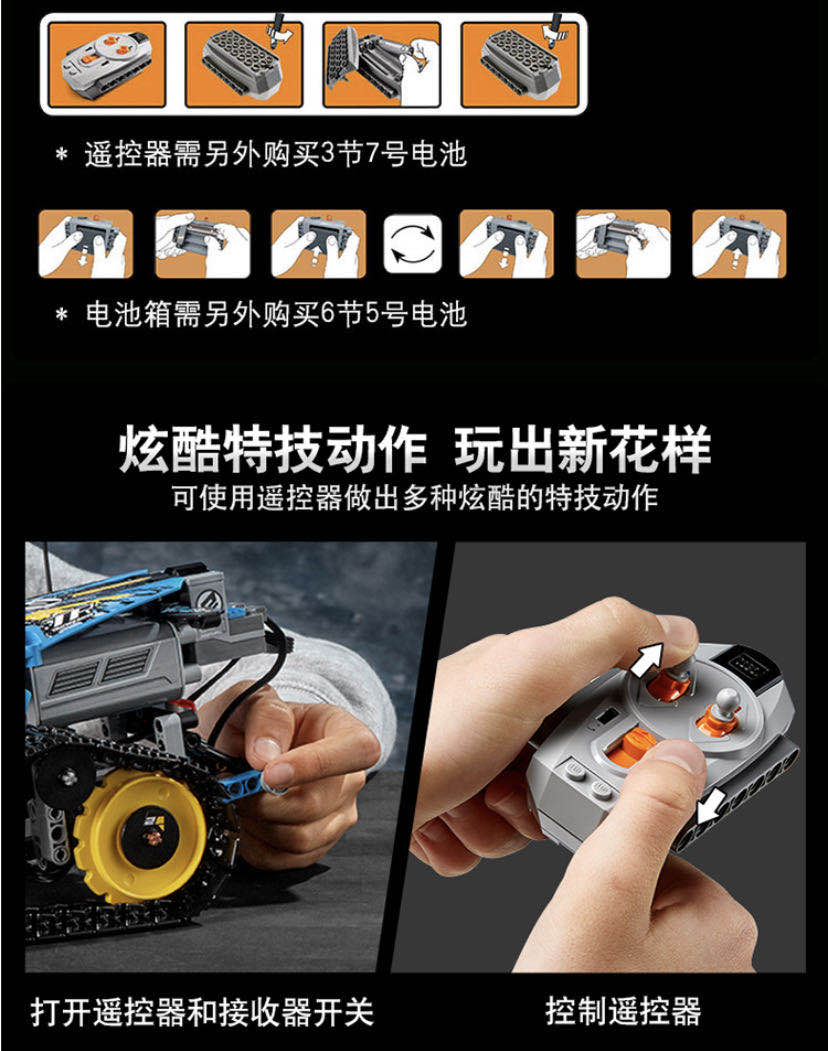 乐高lego积木 机械组42095 遥控特技赛车9岁  儿童玩具 遥控跑车汽车